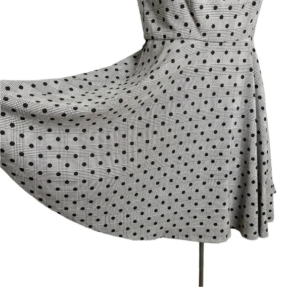 Elle Gray Glen Plaid Polka Dot Houndstooth Fit & Flare Sleeveless Dress - Picture 2 of 14